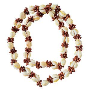 Long Cream and Brown Shell Necklace Beach Style Summer Jewelry